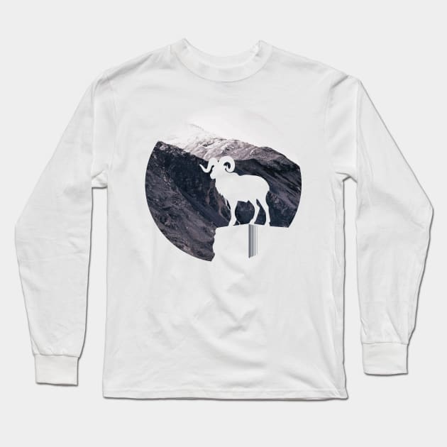 Mountain Goat Nature Design Long Sleeve T-Shirt by boobear_studio